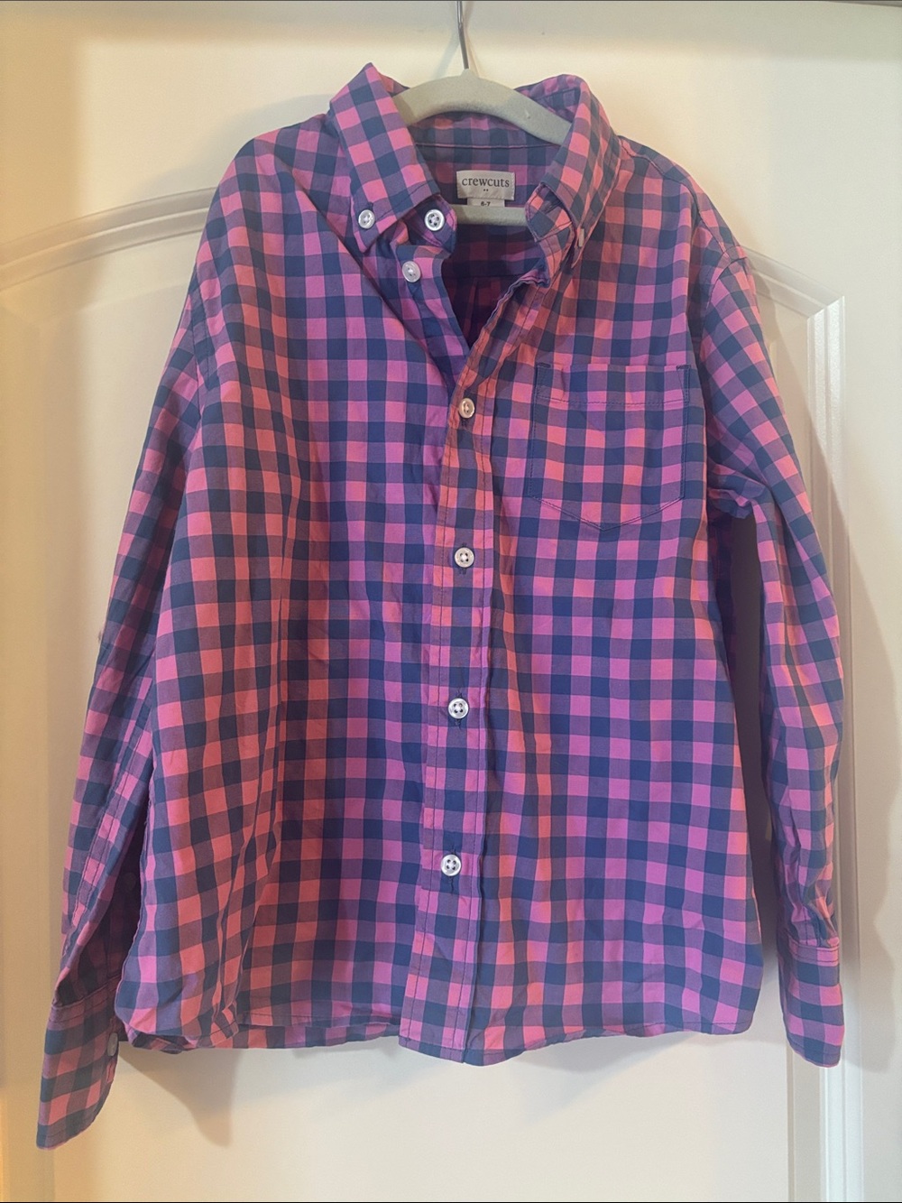 Crewcuts Pink and Navy Gingham Button-Down Shirt